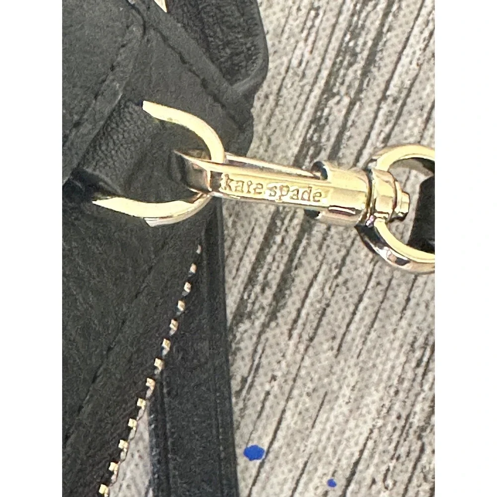 Kate Spade New York Black Pebbled Leather Crossbody Bag Wallet Purse Gold HW